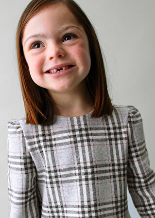 Mayoral Gri Kız Çocuk Ekose Elbise 4921