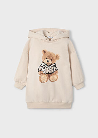 Mayoral Kız Çocuk Bej Kapüşonlu Elbise 4928