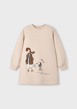 Mayoral Bej Kız Çocuk İşlemeli Elbise 4929