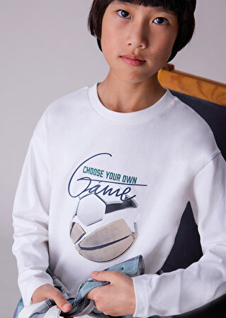 Mayoral Krem Erkek Çocuk Uzun Kollu T-shirt 7003