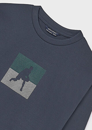 Mayoral Lacivert Erkek Çocuk Baskılı Uzun Kollu Tişört 7005