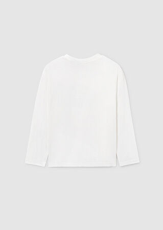 Mayoral Krem Erkek Çocuk Baskılı Uzun Kollu Tişört 7005