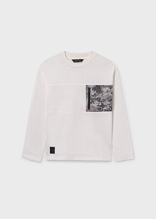 Mayoral Krem Erkek Çocuk Cepli Uzun Kollu Tişört 7009