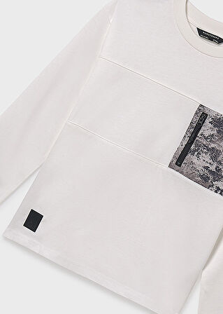 Mayoral Krem Erkek Çocuk Cepli Uzun Kollu Tişört 7009