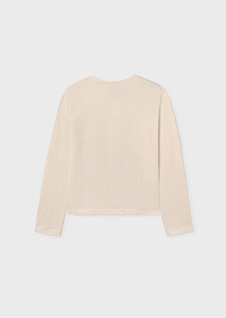 Mayoral Krem Kız Çocuk İşlemeli Uzun Kollu Tişört 7017