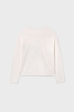 Kız Çocuk Grafik Baskılı Uzun Kollu T-Shirt - Krem | 10 Yaş