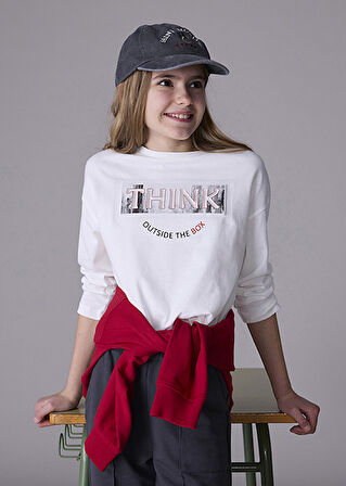 Mayoral Krem Kız Çocuk Uzun Kollu Tişört 7021