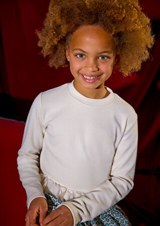 Mayoral Krem Kız Çocuk Yaprak Detaylı Bluz 7030