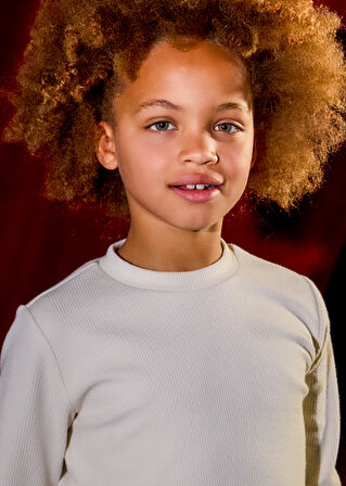 Mayoral Krem Kız Çocuk Yaprak Detaylı Bluz 7030