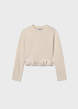 Mayoral Krem Kız Çocuk Yaprak Detaylı Bluz 7030