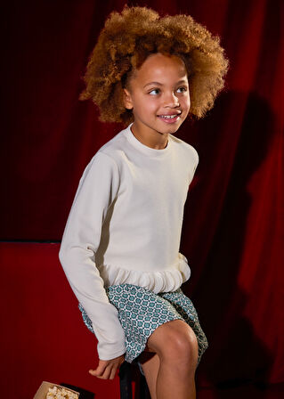 Mayoral Krem Kız Çocuk Yaprak Detaylı Bluz 7030