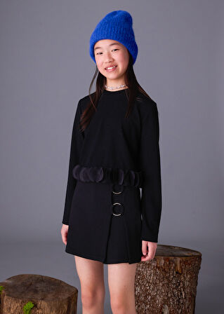 Mayoral Siyah Kız Çocuk Yaprak Detaylı Bluz 7030