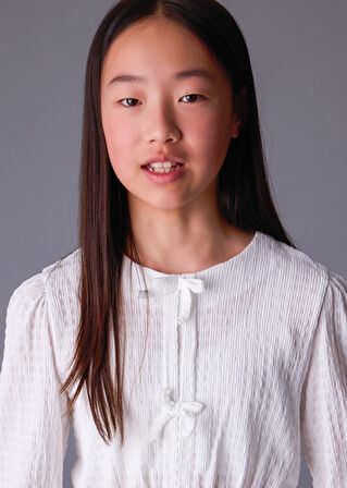 Mayoral Krem Kız Çocuk Fiyonklu Bluz 7032