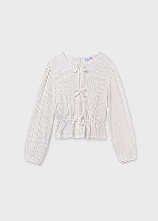 Mayoral Krem Kız Çocuk Fiyonklu Bluz 7032