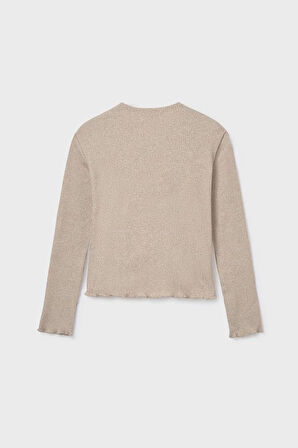 Kız Çocuk Önü Bağlamalı Örme Triko - Bej | 14 Yaş