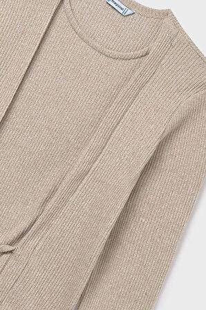 Kız Çocuk Önü Bağlamalı Örme Triko - Bej | 14 Yaş