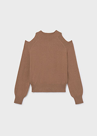 Mayoral Kahve Kız Çocuk Omuzları Açık Kazak 7312