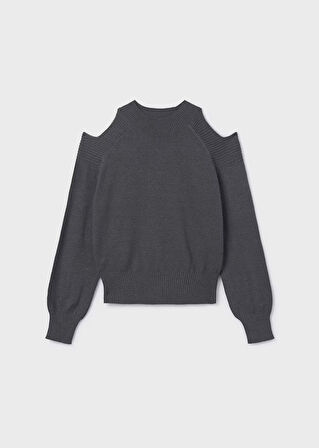 Mayoral Gri Kız Çocuk Omuzları Açık Kazak 7312