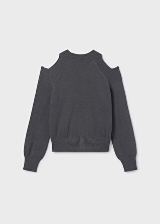 Mayoral Gri Kız Çocuk Omuzları Açık Kazak 7312
