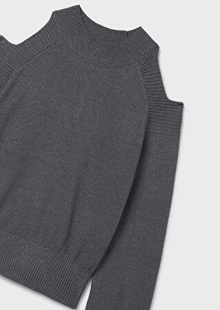 Mayoral Gri Kız Çocuk Omuzları Açık Kazak 7312