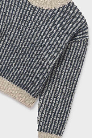 Kız Çocuk Çizgili Triko Kazak – Yeşil | 16 Yaş