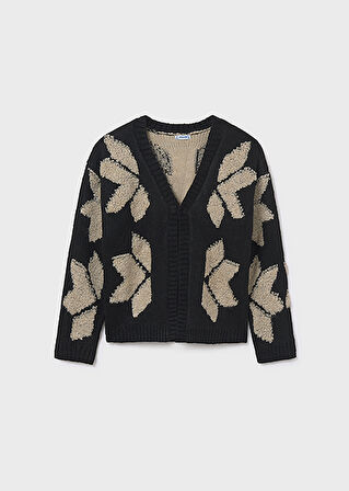 Mayoral Siyah Kız Çocuk Desenli Hırka 7318