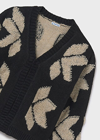 Mayoral Siyah Kız Çocuk Desenli Hırka 7318