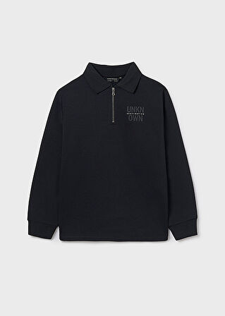 Mayoral Siyah Erkek Çocuk Yakalı Fermuarlı Sweatshirt 7408