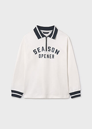Mayoral Krem Erkek Çocuk Yakalı Fermuarlı Sweatshirt 7408