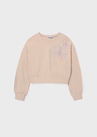 Mayoral Bej Kız Çocuk Pul Detaylı Sweatshirt 7421