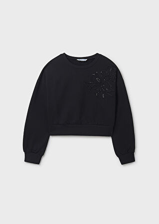 Mayoral Siyah Kız Çocuk Pul Detaylı Sweatshirt 7421
