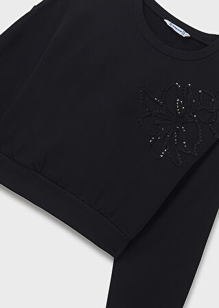 Mayoral Siyah Kız Çocuk Pul Detaylı Sweatshirt 7421