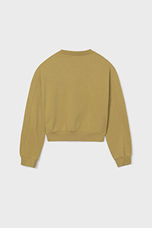 Kız Çocuk Nakış İşlemeli Kısa Kesim Kazak - Yeşil | 14 Yaş