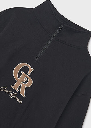 Mayoral Siyah Kız Çocuk Kabartmalı Sweatshirt 7424