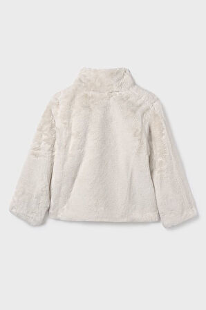 Kız Çocuk Dik Yaka Pelüş Mont - Bej | 12 Yaş