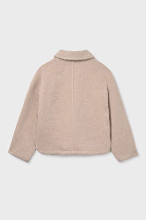 Kız Çocuk Rahat Kalıp Cepli Dokulu Triko Ceket - Bej | 16 Yaş