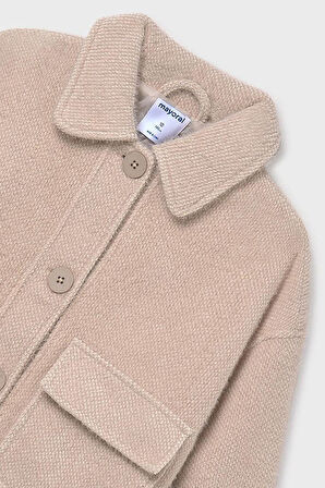 Kız Çocuk Rahat Kalıp Cepli Dokulu Triko Ceket - Bej | 16 Yaş