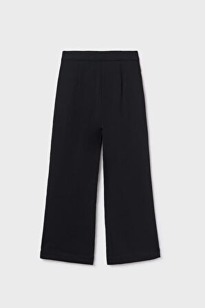 Kız Çocuk Pileli İspanyol Paça Pantolon - Siyah | 12 Yaş