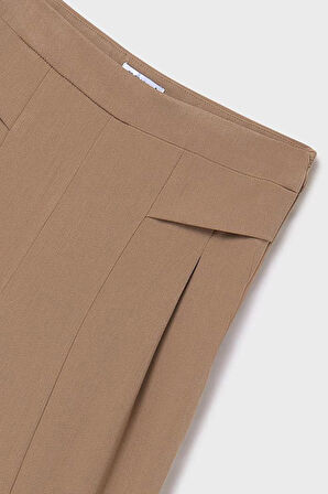 Kız Çocuk Pileli İspanyol Paça Pantolon - Camel | 14 Yaş