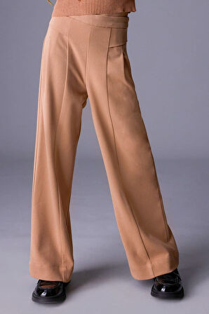 Kız Çocuk Pileli İspanyol Paça Pantolon - Camel | 14 Yaş