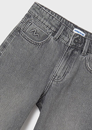 Mayoral Kız Çocuk Gri Bol Paça Kot Pantolon 7574