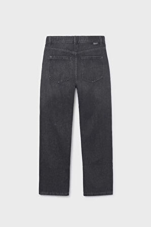 Kız Çocuk Bol Kesim 5 Cepli Jean Pantolon - Siyah | 14 Yaş