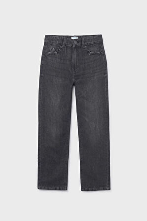 Kız Çocuk Bol Kesim 5 Cepli Jean Pantolon - Siyah | 16 Yaş