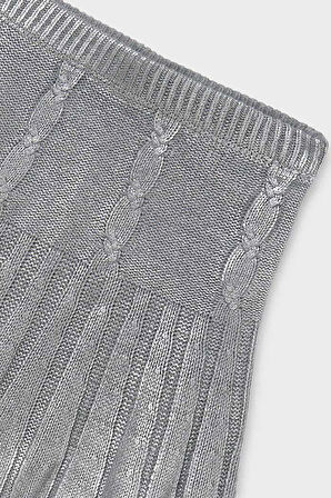 Kız Çocuk Simli Saç Örgüsü Desenli Pileli Triko Etek - Gümüş | 12 Yaş