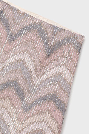 Kız Çocuk Zikzak Desenli Payetli Mini Etek - Pembe | 16 Yaş