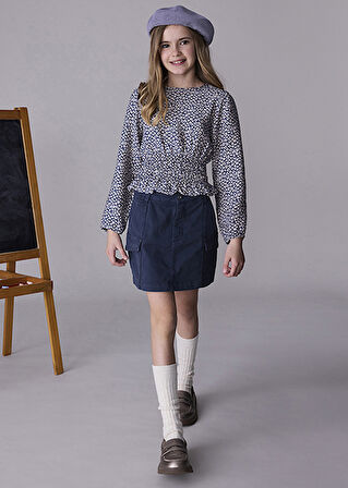 Mayoral Lacivert Kız Çocuk Gabardin Etek 7905