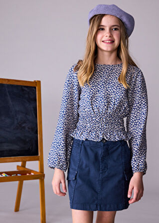 Mayoral Lacivert Kız Çocuk Gabardin Etek 7905