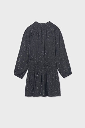 Kız Çocuk Normal Kalıp Beli Gipeli Dokulu Şifon Elbise - Siyah | 16 Yaş