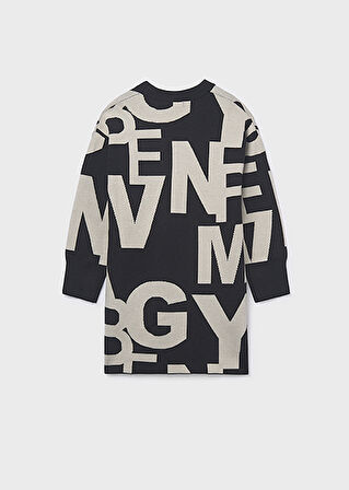 Mayoral Siyah Kız Çocuk Harfli Jakarlı Elbise 7911