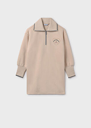 Mayoral Bej Kız Çocuk Yaka Fermuarlı Spor Elbise 7912